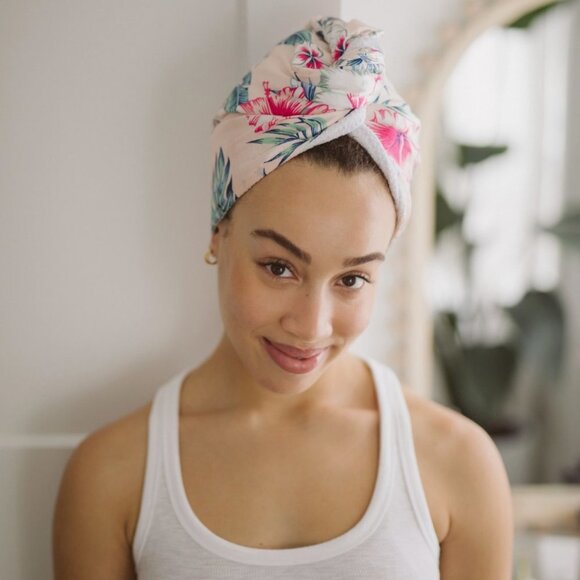 Reversible Microfiber Hair Towel and Satin Head Wrap - Picture 2 of 6